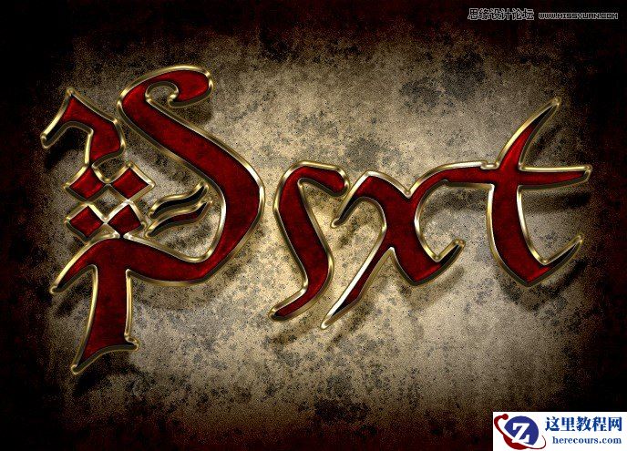 Photoshop制作红色图案立体字教程