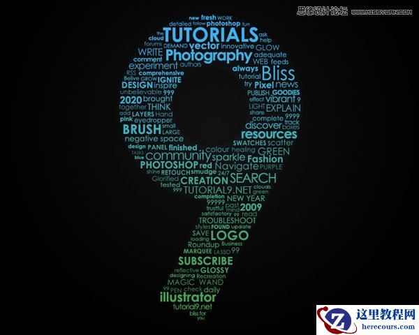 Photoshop制作英文字体组成的绚丽艺术字