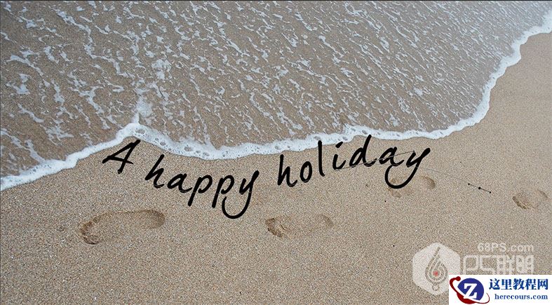Photoshop制作海边沙滩上的泡沫字效果