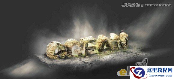 Photoshop制作杂草丛生的三维立体3D文字效果