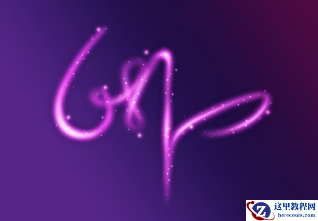 Photoshop制作梦幻的紫色星光字体