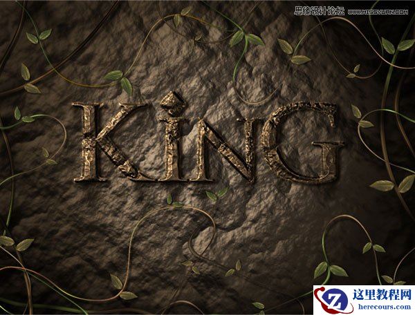 Photoshop制作花藤装饰的岩石字艺术字