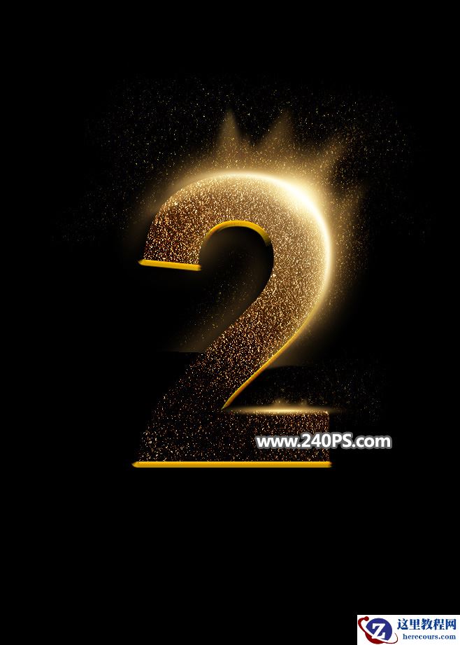 Photoshop制作金色华丽的金沙艺术字教程