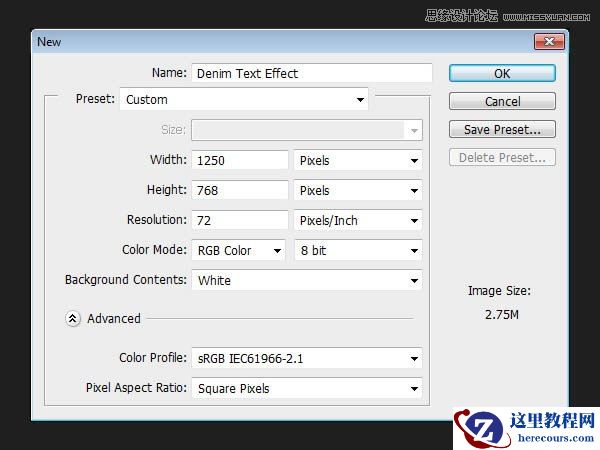 Photoshop制作个性的牛仔布纹艺术字教程