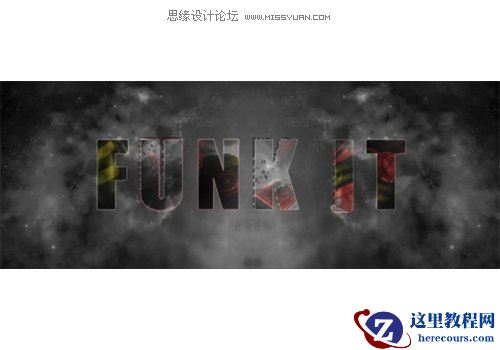 Photoshop制作眩光背景的立体字特效