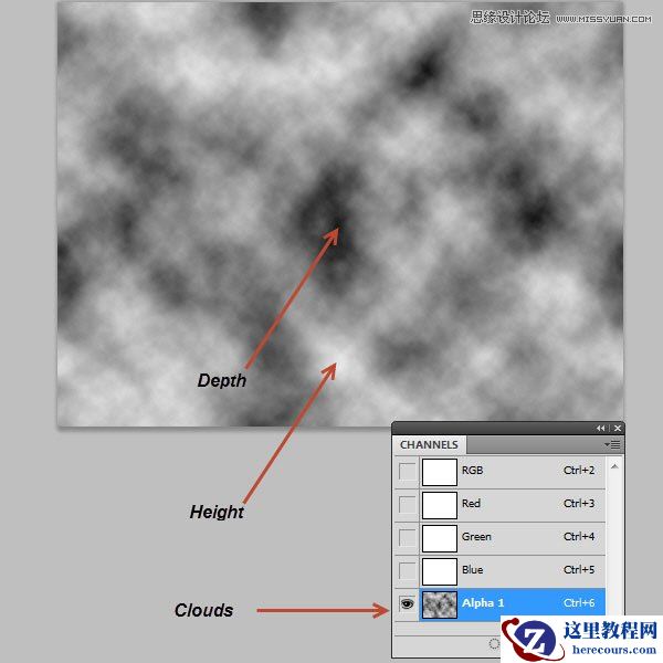 Photoshop制作花藤装饰的岩石字艺术字