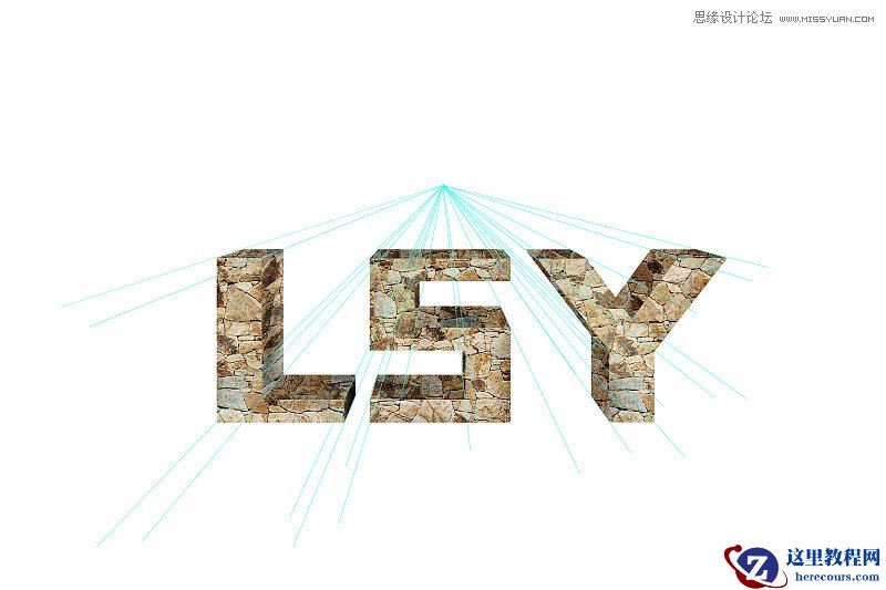 Photoshop制作3D立体字质感的岩石字