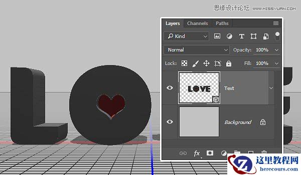 Photoshop制作雕刻花纹3D立体字教程
