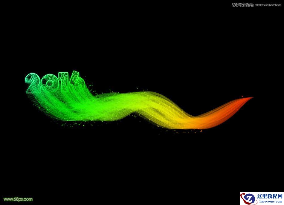 Photoshop制作2016拖影光线艺术字教程