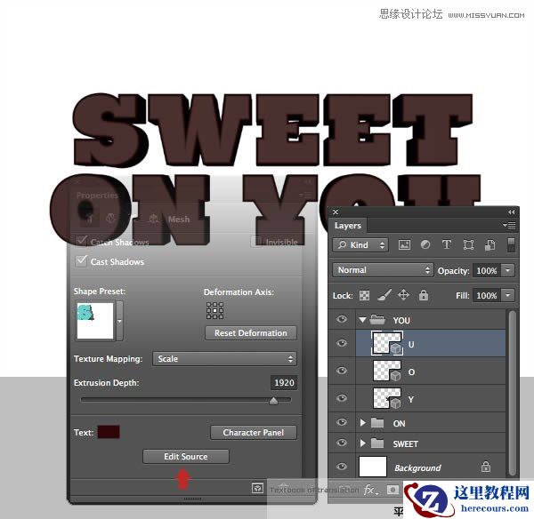 Photoshop巧用CS63D功能制作立体字教程