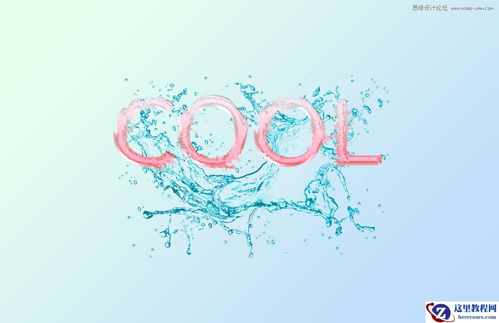 Photoshop制作夏季水花装饰的动感艺术字教程