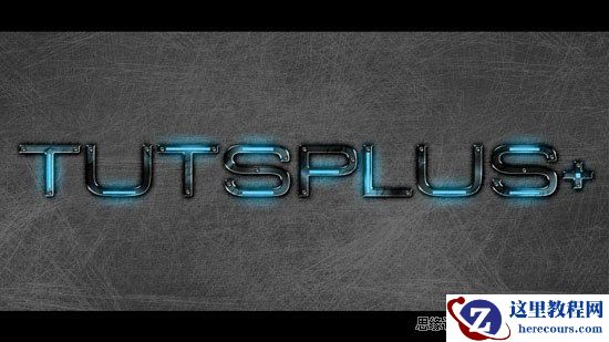 Photoshop制作发着蓝光的金属立体字