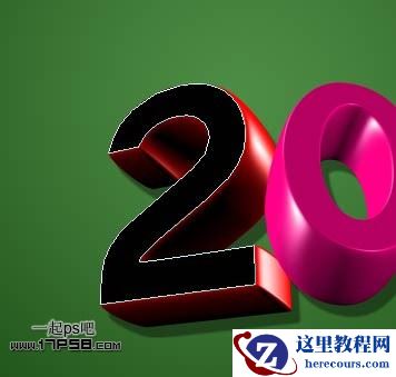 Photoshop制作漂亮的新年花纹立体字