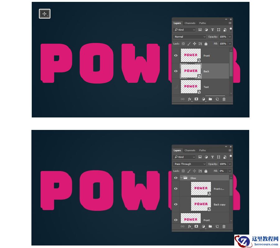Photoshop制作复古风格的发光艺术字
