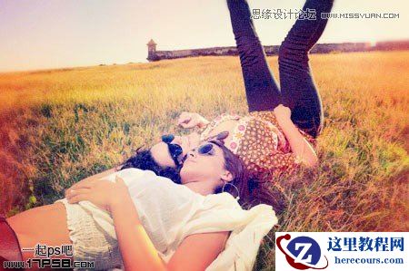 Photoshop调出外景人物图片柔美的紫红色