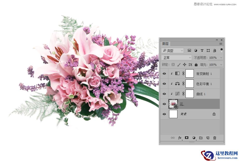 Photoshop制作立体风格的花丛中的艺术字