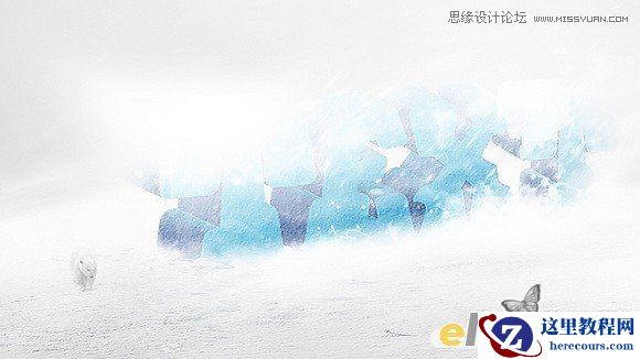 Photoshop制作暴风雪中的立体字特效