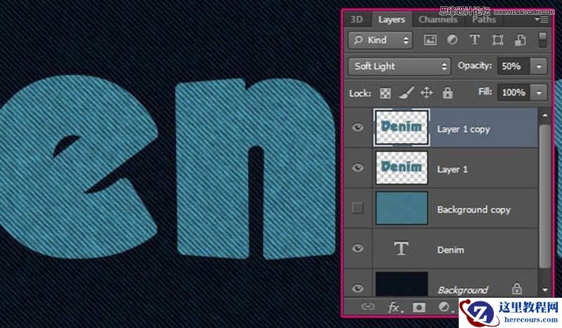 Photoshop制作个性的牛仔布纹艺术字教程