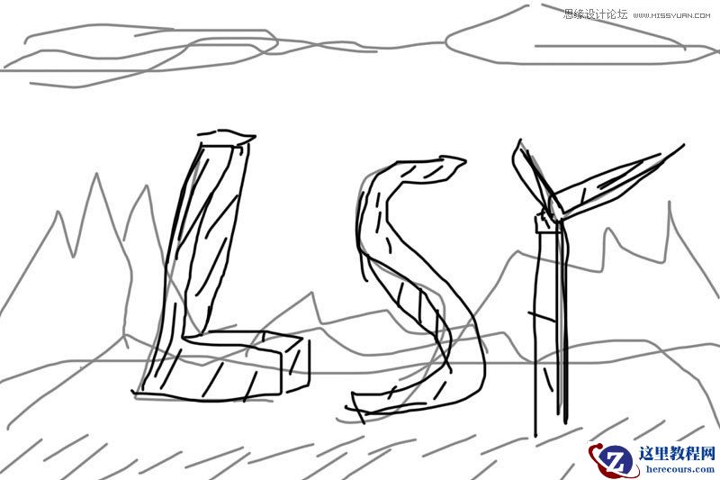 Photoshop制作3D立体字质感的岩石字