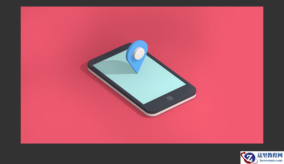 C4D制作矢量风格的手机和定位器