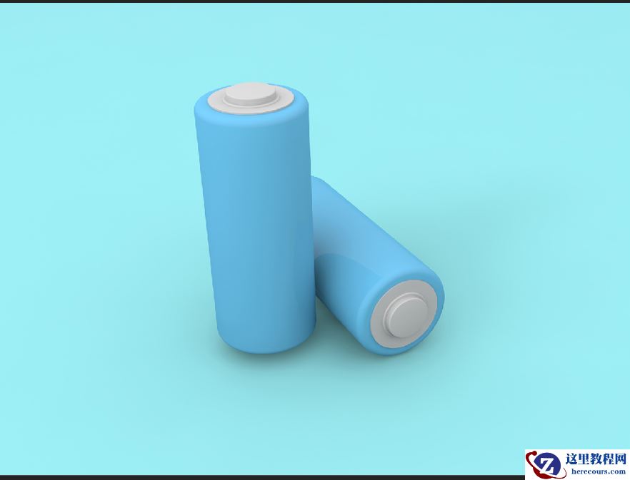 C4D绘制卡通主题的蓝色电池教程