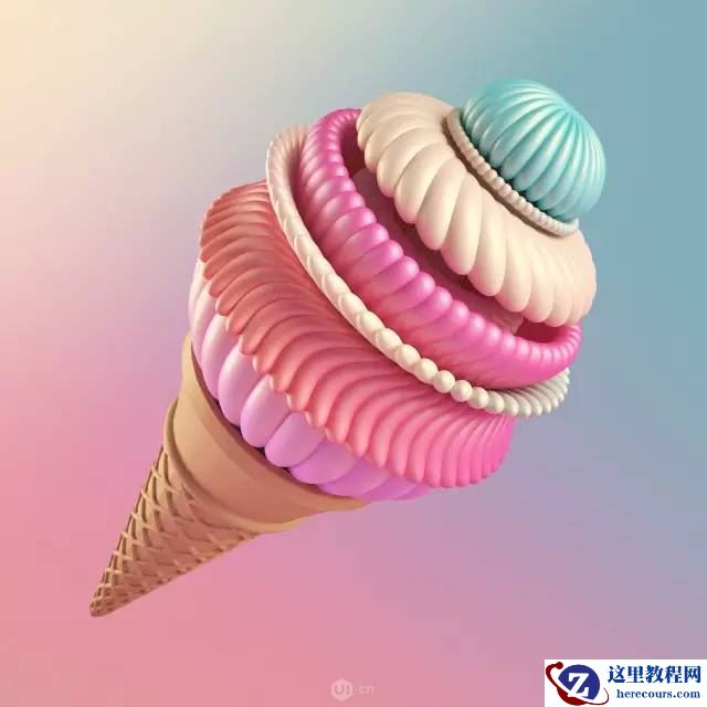 C4D制作立体感十足的冰激凌效果图