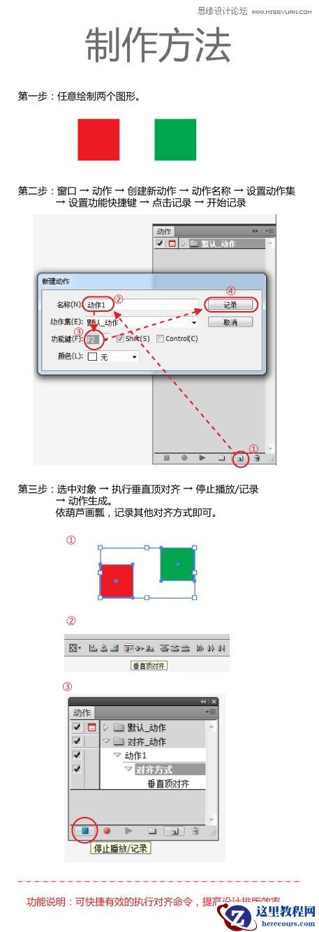 Illustrator对齐和动作快捷键的制作说明