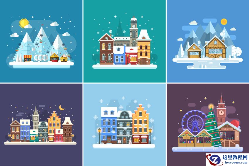Illustrator绘制唯美的冬季插画效果图