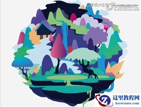 Illustrator绘制卡通风格插画场景