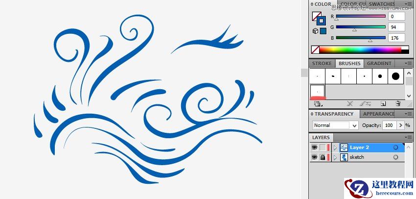 Illustrator绘制唯美的水彩美人鱼插图