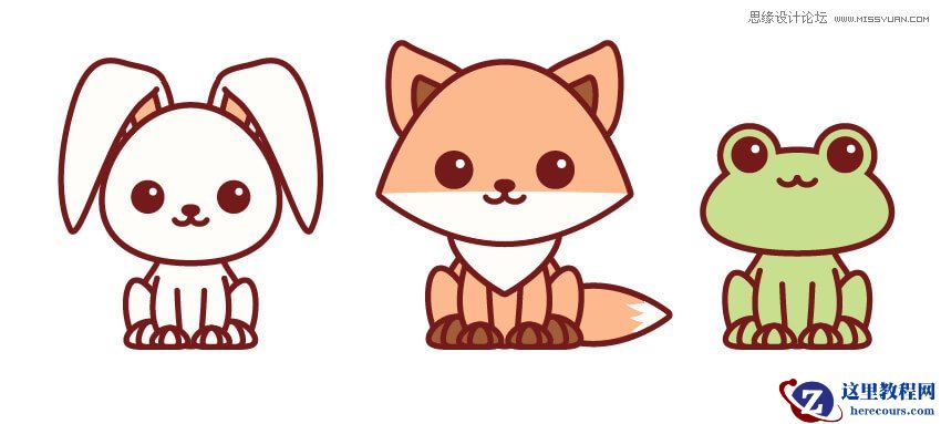 Illustrator绘制卡哇伊风格的小动物图标