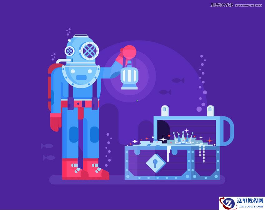 Illustrator设计创意的未来科技插画场景