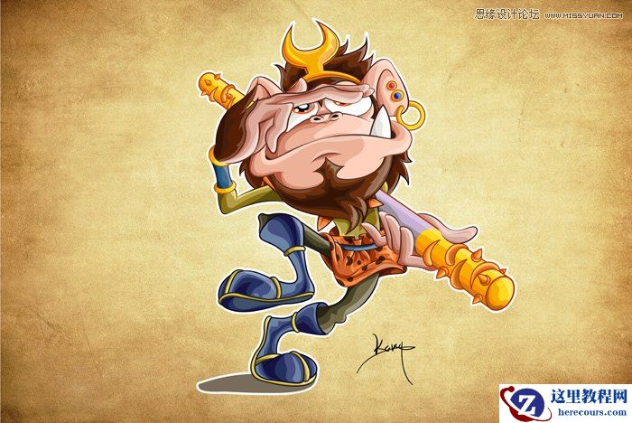 Illustrator绘制卡通风格的孙悟空