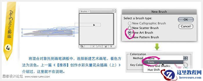 Illustrator教程：艺术画笔和散点画笔的水彩性
