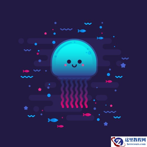 Illustrator绘制水中可爱的发光水母教程