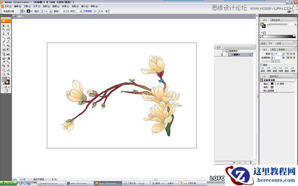 Illustrator绘制矢量风格的中国花鸟画
