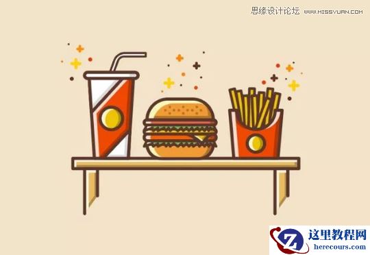 图标设计:使用AI绘制扁平化快餐图标