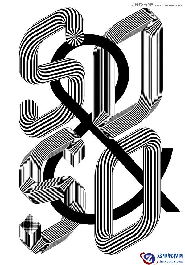 Illustrator巧用路径混合工具绘制酷炫的字体效果