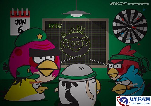 Illustrator绘制疯狂的小鸟恶搞场景