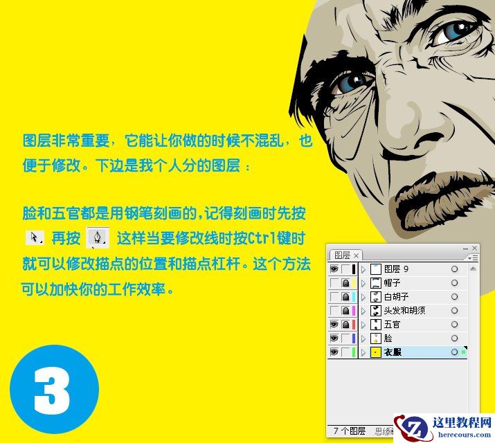 矢量人像头发与胡须的绘制方法