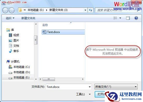 无法预览Word文件