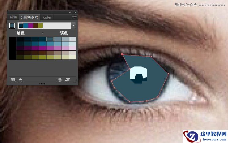 Illustrator绘制彩色低多边形特效人像