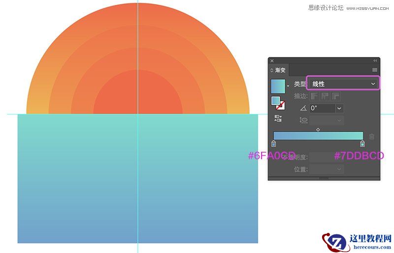 Illustrator绘制磨砂颗粒感的日落插图