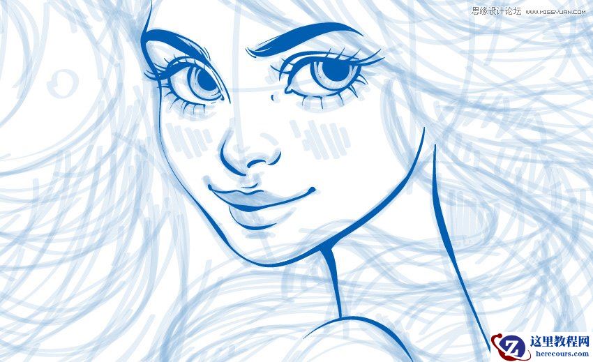 Illustrator绘制唯美的水彩美人鱼插图