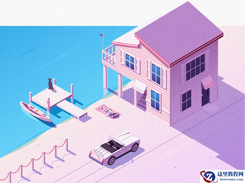 Illustrator绘制2.5D风格的磨砂插画教程