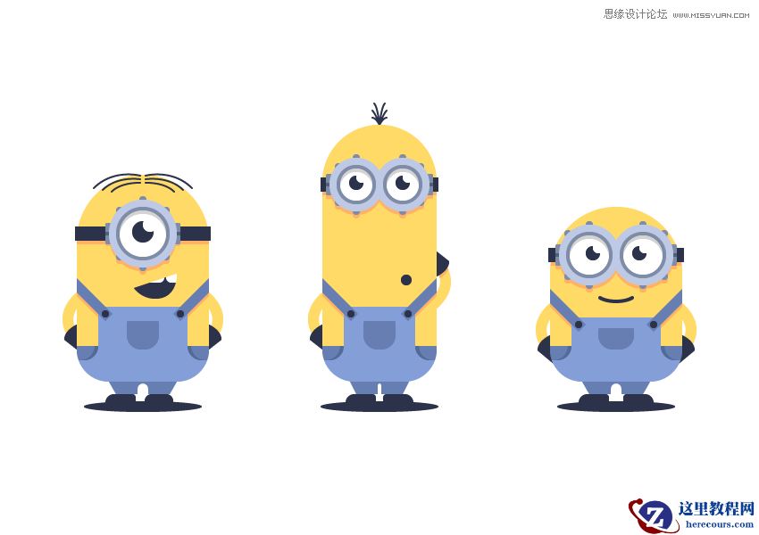 手绘教程:AI绘制时尚的小黄人图标
