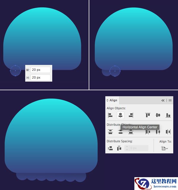 Illustrator绘制水中可爱的发光水母教程