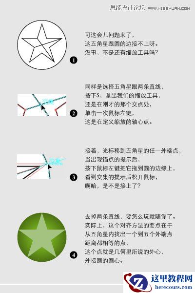 Illustrator教程：五星和圆形图案的连接技巧