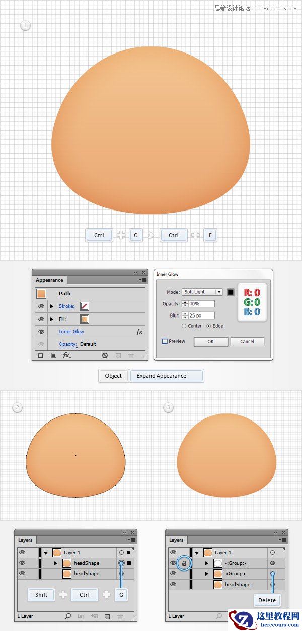 Illustrator设计时尚有趣的卡通人物脸部