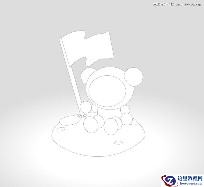 Illustrator绘制卡通立体效果的小熊图标